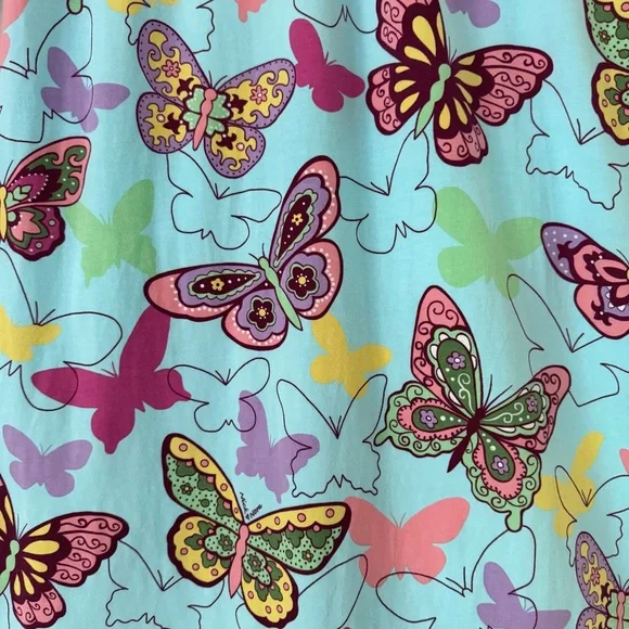 Nick & Nora Sleepshirt Nightgown Butterflies Blue Long Sleeve Pockets Size Large - Picture 7 of 10